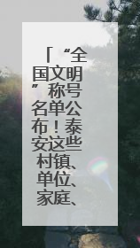 “全国文明”称号名单公布！泰安这些村镇、单位、家庭、校园上榜！