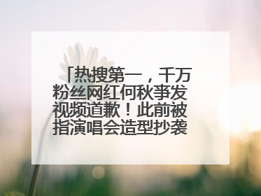 热搜第一，千万粉丝网红何秋亊发视频道歉！此前被指演唱会造型抄袭汪苏泷