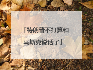 特朗普不打算和马斯克说话了