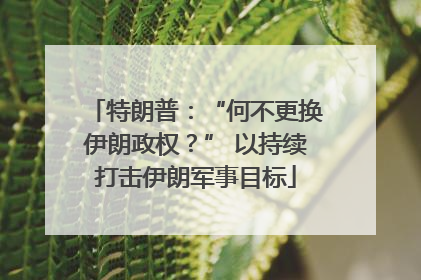 特朗普：“何不更换伊朗政权？” 以持续打击伊朗军事目标