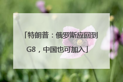 特朗普：俄罗斯应回到G8，中国也可加入