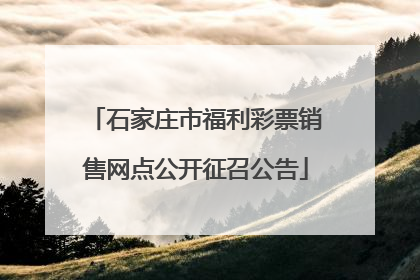 石家庄市福利彩票销售网点公开征召公告