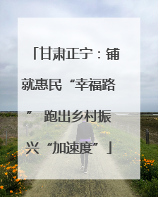 甘肃正宁：铺就惠民“幸福路” 跑出乡村振兴“加速度”