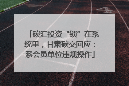 碳汇投资“锁”在系统里，甘肃碳交回应：系会员单位违规操作