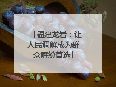 福建龙岩：让人民调解成为群众解纷首选
