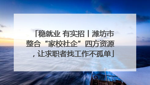 稳就业 有实招丨潍坊市整合“家校社企”四方资源，让求职者找工作不孤单