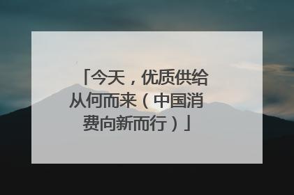 今天，优质供给从何而来（中国消费向新而行）