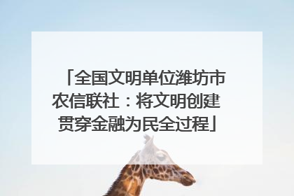全国文明单位潍坊市农信联社：将文明创建贯穿金融为民全过程