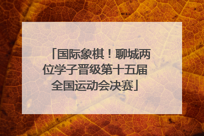 国际象棋！聊城两位学子晋级第十五届全国运动会决赛