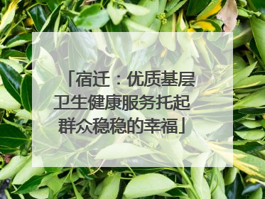 宿迁：优质基层卫生健康服务托起群众稳稳的幸福