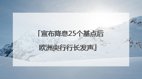 宣布降息25个基点后 欧洲央行行长发声