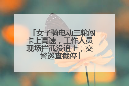 女子骑电动三轮闯卡上高速，工作人员现场拦截没追上，交警巡查截停