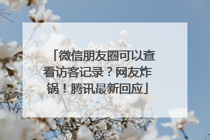 微信朋友圈可以查看访客记录？网友炸锅！腾讯最新回应