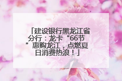 建设银行黑龙江省分行：龙卡“66节”惠购龙江，点燃夏日消费热浪！