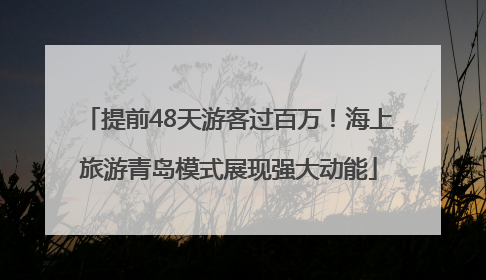 提前48天游客过百万！海上旅游青岛模式展现强大动能