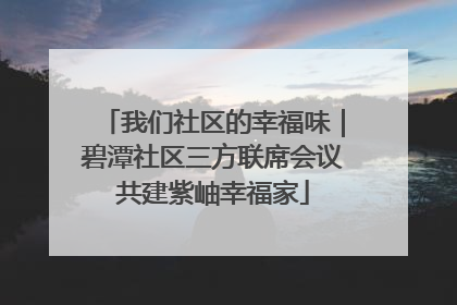 我们社区的幸福味｜碧潭社区三方联席会议共建紫岫幸福家