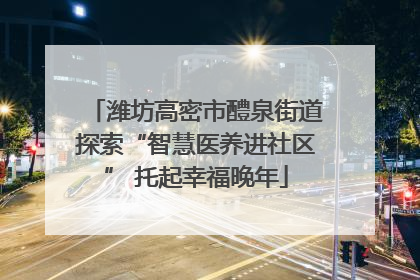 潍坊高密市醴泉街道探索“智慧医养进社区” 托起幸福晚年
