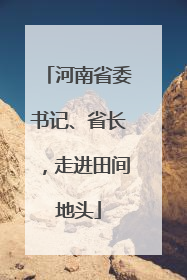 河南省委书记、省长，走进田间地头
