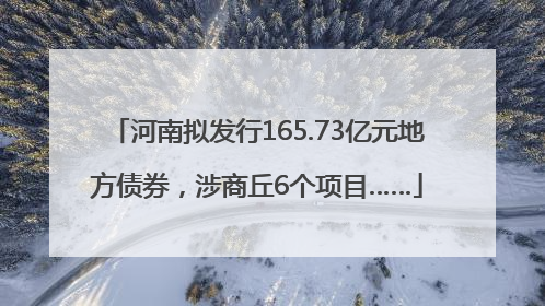 河南拟发行165.73亿元地方债券，涉商丘6个项目……