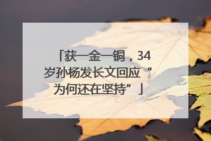 获一金一铜，34岁孙杨发长文回应“为何还在坚持”