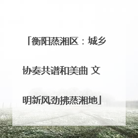 衡阳蒸湘区：城乡协奏共谱和美曲 文明新风劲拂蒸湘地