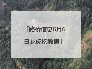 路桥信息6月6日龙虎榜数据