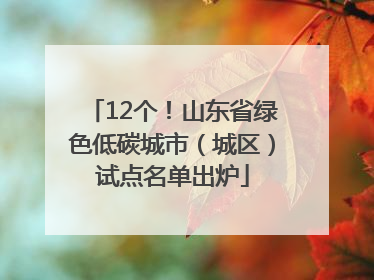 12个！山东省绿色低碳城市（城区）试点名单出炉